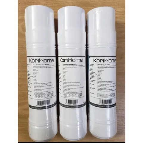 Bộ 3 Lõi Lọc Thô 123 Korihome - 2 Lõi Sediment & 1 Lõi Pre Carbon Chính Hãng - Thay Thế Cho Máy Lọc Nước Korihome