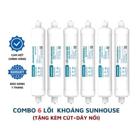 Bộ 6 Lõi Lọc Nước Chức Năng SUNHOUSE 5678910 - Kháng khuẩn, Tạo vị, Bổ sung Khoáng chất - Hàng Chính Hãng