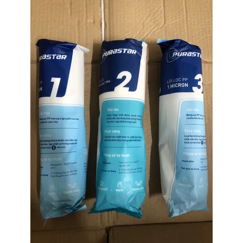 Bộ 3 Lõi Lọc Nước 123 PURASTAR Chính Hãng - Thay Thế Máy Lọc Nước RO Kangaroo, Karofi, PuraStar chức năng lọc tối ưu.