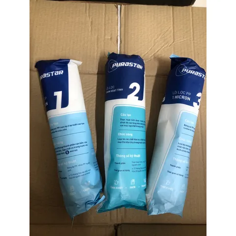 Bộ 3 Lõi Lọc Nước 123 PURASTAR Chính Hãng - Thay Thế Máy Lọc Nước RO Kangaroo, Karofi, PuraStar chức năng lọc tối ưu.