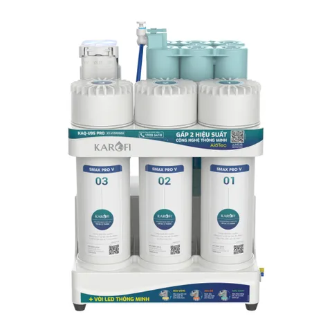 Máy lọc nước RO Karofi KAQ-U95 Pro - Công nghệ AioTec, 10 lõi lọc Smax cao cấp, Thiết kế nhỏ gọn, Nước tinh khiết chuẩn QCVN 6-1:2010/BYT