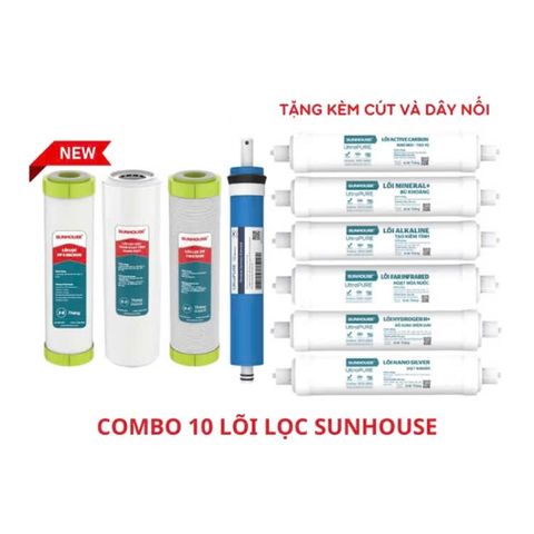 Bộ Lõi Lọc Nước SUNHOUSE Chính Hãng - Thay Thế Lõi Máy Lọc RO Với 10 Lõi Chuyên Dụng, Nâng Cao Chất Lượng Nước Uống