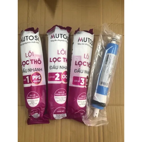 Bộ 4 Lõi Lọc Nước MUTOSI 1234 Hàng Chính Hãng - Lõi Đúc RO 50GPD - Thay Thế Máy MP-U1368, MP-S1012