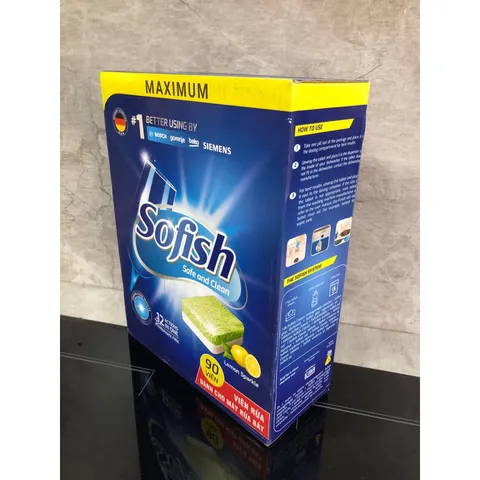 Viên Rửa Bát SOFISH 90 Viên - Sạch Bóng Chén Dĩa, Không Nước Mùi, Dùng Cho Máy Rửa Chén Bosch, Teka, Hafele và Nhiều Thương Hiệu Khác