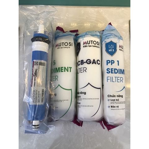 Bộ 4 Lõi Lọc Nước MUTOSI 1234 - Chính Hãng, Lọc Sạch Vi Khuẩn, Virus, Tạp Chất - Giải Pháp Nước Uống An Toàn