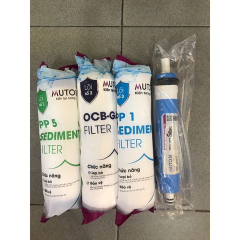 Bộ 4 Lõi Lọc Nước MUTOSI 1234 - Chính Hãng, Lọc Sạch Vi Khuẩn, Virus, Tạp Chất - Giải Pháp Nước Uống An Toàn