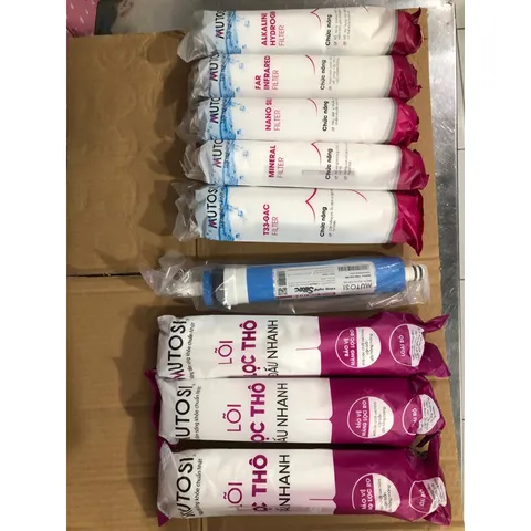 Bộ 9 Lõi Lọc Nước MUTOSI Chính Hãng - Lõi RO, Nano, Khoáng, Hồng Ngoại, Alkaline Hydrogen Cho Máy Lọc Nước MP-192, MP-390U, MQ9-SG
