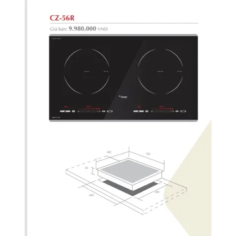 [KM] Bếp 2 từ CANZY CZ 56R - Tích hợp công nghệ hiện đại Smart Inverter sôi lăn tăn ở công suất thấp siêu tiết kiệm
