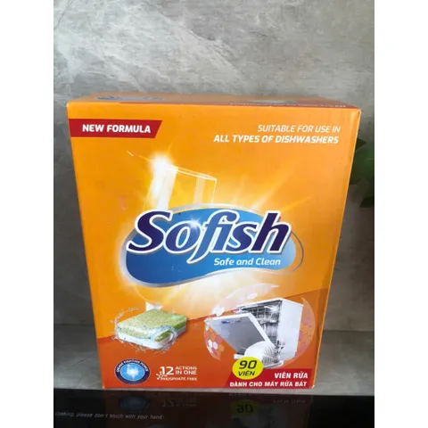 Viên Rửa Bát SOFISH 90 Viên - Muối Rửa Bát 1,6Kg & Nước Làm Bóng 500ML - Dùng Cho Máy Rửa Chén, Hiệu Quả Tối Ưu, Hàng Chính Hãng