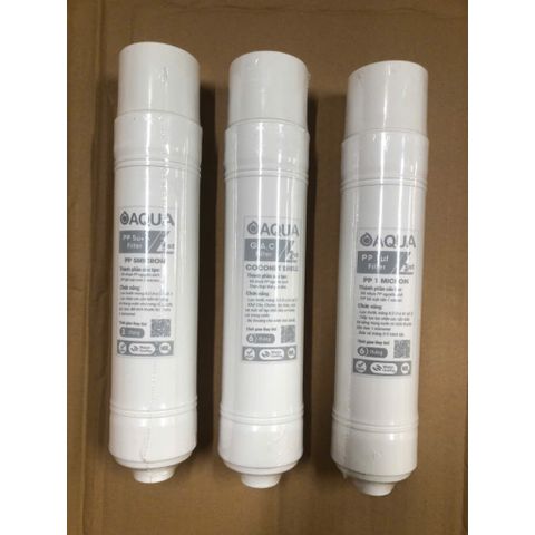 Bộ 3 Lõi Lọc Nước Đúc Nối Nhanh 123 AQUA - Lõi PP 5 Micron & Than Hoạt Tính Giúp Loại Bỏ Tạp Chất, Cặn Bẩn, Màng RO Bảo Vệ