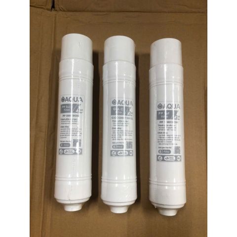 Bộ 3 Lõi Lọc Nước Đúc Nối Nhanh 123 AQUA - Lõi PP 5 Micron & Than Hoạt Tính Giúp Loại Bỏ Tạp Chất, Cặn Bẩn, Màng RO Bảo Vệ