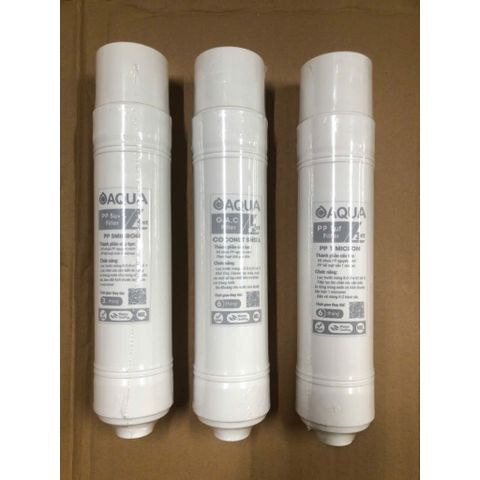 Bộ 3 Lõi Lọc Nước Đúc Nối Nhanh 123 AQUA - Lõi PP 5 Micron & Than Hoạt Tính Giúp Loại Bỏ Tạp Chất, Cặn Bẩn, Màng RO Bảo Vệ