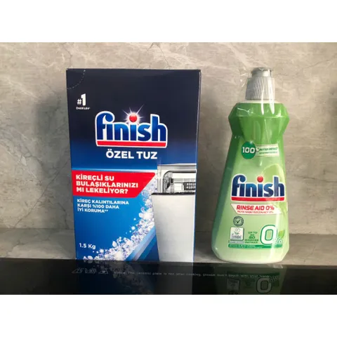 Combo Muối Rửa Bát 1.2Kg & Nước Làm Bóng 400ML Hiệu Finish - Chuyên Dùng Cho Máy Rửa Chén Chính Hãng Từ EU