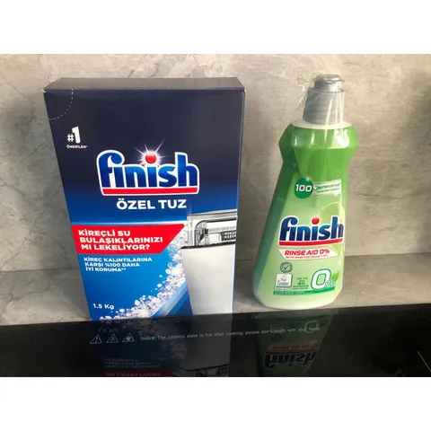 Combo Muối Rửa Bát 1.2Kg & Nước Làm Bóng 400ML Hiệu Finish - Chuyên Dùng Cho Máy Rửa Chén Chính Hãng Từ EU