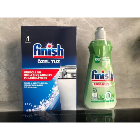 Combo Muối Rửa Bát 1.2Kg & Nước Làm Bóng 400ML Hiệu Finish - Chuyên Dùng Cho Máy Rửa Chén Chính Hãng Từ EU