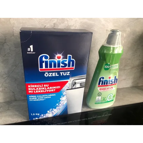 Combo Muối Rửa Bát 1.2Kg & Nước Làm Bóng 400ML Hiệu Finish - Chuyên Dùng Cho Máy Rửa Chén Chính Hãng Từ EU