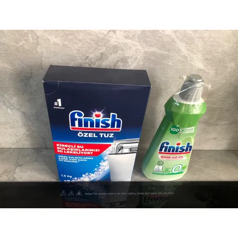 Combo Muối Rửa Bát 1.2Kg & Nước Làm Bóng 400ML Hiệu Finish - Chuyên Dùng Cho Máy Rửa Chén Chính Hãng Từ EU