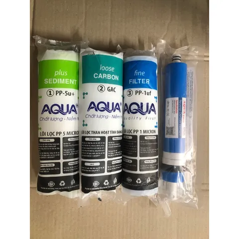 Bộ 4 Lõi Lọc AQUA Chính Hãng - Thay Thế Máy Lọc Nước RO, Lọc Tạp Chất và Kim Loại Nặng, Nước Uống Tinh Khiết