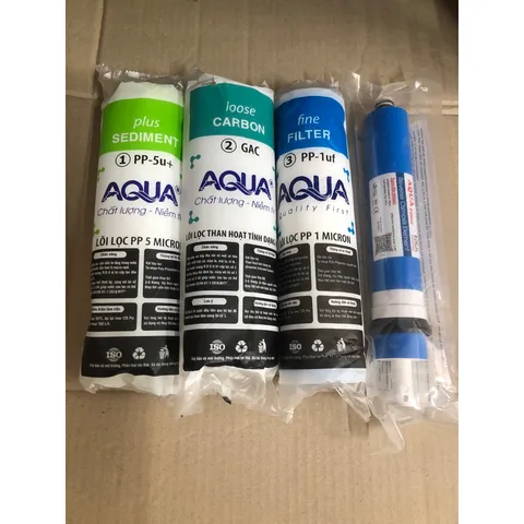 Bộ 4 Lõi Lọc AQUA Chính Hãng - Thay Thế Máy Lọc Nước RO, Lọc Tạp Chất và Kim Loại Nặng, Nước Uống Tinh Khiết