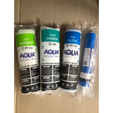 Bộ 4 Lõi Lọc AQUA Chính Hãng - Thay Thế Máy Lọc Nước RO, Lọc Tạp Chất và Kim Loại Nặng, Nước Uống Tinh Khiết