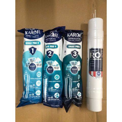 Bộ Lõi Lọc Nước KAROFI 123 Smax Pro V - Màng RO Chính Hãng USA - Cụm Lõi 6.0 Tích Hợp Khoáng Chất Thông Minh