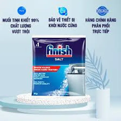 Muối Rửa Bát FINISH 1KG - Ngăn Cặn Vôi, Tăng Tuổi Thọ Máy Rửa Chén - An Toàn, Hiệu Quả Cho Đồ Dùng Nhà Bếp