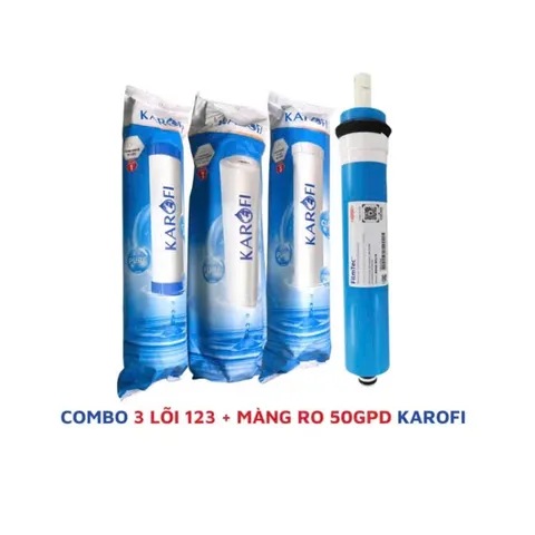 Bộ 4 Lõi Lọc Nước KAROFI Chính Hãng - Smax Duo và Màng RO Dupont Mỹ - Thay Thế Cho Karofi, Kangaroo, Aqua