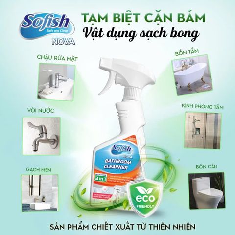 Chai Xịt Tẩy Cặn Canxi SOFISH NOVA - An Toàn Lành Tính, Vệ Sinh Vòi Rửa, Tẩy Kính, Bồn Sứ với Hương Đào Thơm Mát
