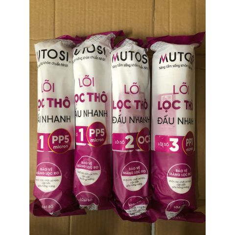 Bộ 4 Lõi Lọc thô Đúc MUTOSI Chính Hãng - Lõi PP5, OCB, PP1 Thay Thế Máy Lọc Nước Nóng Lạnh Nguội MP-C102S