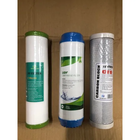 Bộ 3 Lõi Lọc Thô Máy Lọc Nước RO - Lõi PP, UDF, CTO Carbon - Thay Thế Đảm Bảo Nguồn Nước Sạch, An Toàn