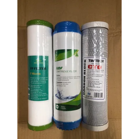Bộ 3 Lõi Lọc Thô Máy Lọc Nước RO - Lõi PP, UDF, CTO Carbon - Thay Thế Đảm Bảo Nguồn Nước Sạch, An Toàn