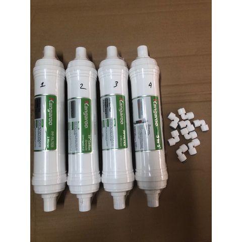 Bộ 4 Lõi Lọc Nước KANGAROO Chính Hãng - Thay Thế Cho Máy Lọc KG100ES1 - Lõi 123 & 5IN1, An Toàn Cho Sức Khỏe