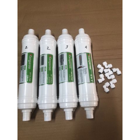 Bộ 4 Lõi Lọc Nước KANGAROO Chính Hãng - Thay Thế Cho Máy Lọc KG100ES1 - Lõi 123 & 5IN1, An Toàn Cho Sức Khỏe