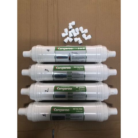 Bộ 4 Lõi Lọc Nước KANGAROO Chính Hãng - Thay Thế Cho Máy Lọc KG100ES1 - Lõi 123 & 5IN1, An Toàn Cho Sức Khỏe