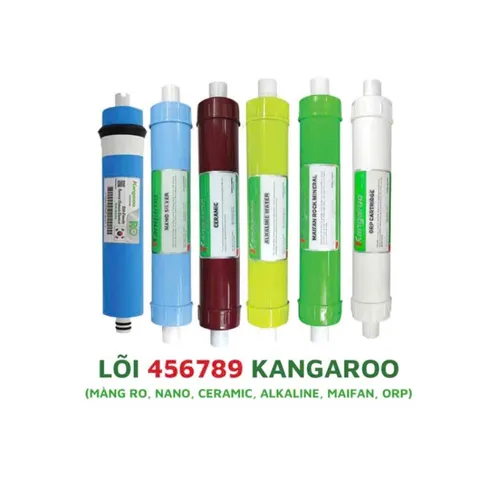 Bộ 6 Lõi Lọc KANGAROO 456789 Chính Hãng - Lõi Màng Lọc RO, Nano Silver, Ceramic, Alkaline, Maifan, ORP - Dùng cho Máy Lọc Nước RO