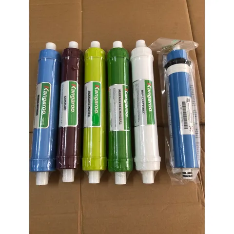 Bộ 6 Lõi Lọc KANGAROO 456789 Chính Hãng - Lõi Màng Lọc RO, Nano Silver, Ceramic, Alkaline, Maifan, ORP - Dùng cho Máy Lọc Nước RO