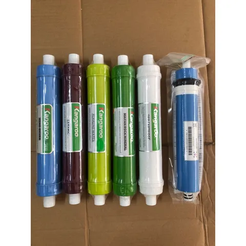 Bộ 6 Lõi Lọc KANGAROO 456789 Chính Hãng - Lõi Màng Lọc RO, Nano Silver, Ceramic, Alkaline, Maifan, ORP - Dùng cho Máy Lọc Nước RO