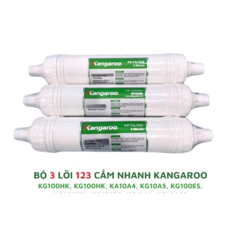 Bộ 3 Lõi Lọc Nước Chính Hãng KANGAROO 123 - Lõi PP 5 Micron, GAC Than Hoạt Tính, PP 1 Micron - Thay Thế Cho Máy Lọc Nước