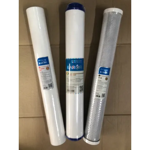 Bộ 3 Lõi Lọc Nước Karofi 123 20inch - Thay Thế Máy RO Công Nghiệp 30-75L/h - Lõi PP5, OCB-GAC, CTO-GAC