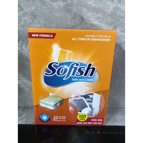 Viên Rửa Bát SOFISH 120 Viên + Muối 1,6Kg + Nước Bóng 500ML - Giải Pháp Tối Ưu Cho Máy Rửa Chén Hàng Chính Hãng