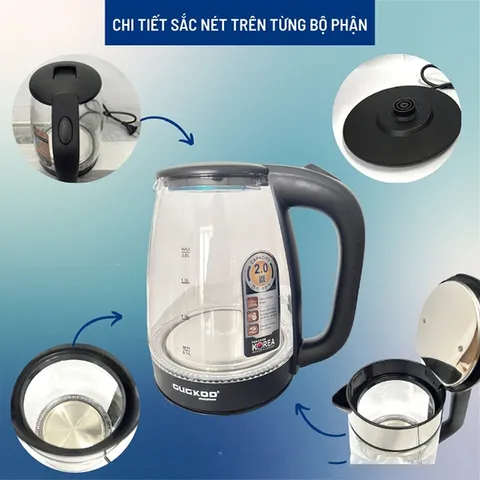 Ấm Siêu Tốc GUGKDD 2L - Công Suất 1500W, Đèn LED Sang Trọng, Chân Đế Xoay 360° - Thiết Bị Gia Dụng Thông Minh