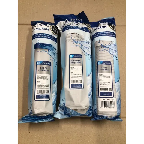Bộ 3 Lõi Lọc Nước RO Hòa Phát 123 - Lõi Lọc Thô 10 Inch, An Toàn và Hiệu Quả - Hàng Chính Hãng Việt Nam