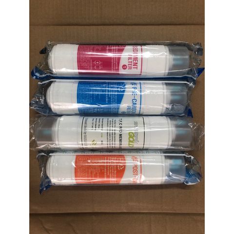 Bộ 4 Lõi Lọc Nước RO Hàn Quốc 8inch - Thay Thế Máy Lọc RO Newlife, Ryo - Lõi Sediment, Pre Carbon, RO Membrane, Post Carbon