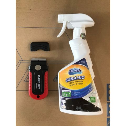 Combo Vệ Sinh Bếp Từ - Dao Vệ Sinh Care Kit & Chai Xịt Tẩy Mặt Kính Sofish Ceramic 500ML - Duy Trì Sạch Đẹp Bếp Nhà Bạn