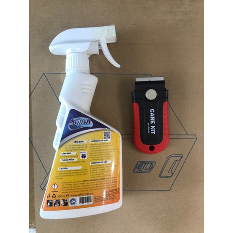Combo Vệ Sinh Bếp Từ - Dao Vệ Sinh Care Kit & Chai Xịt Tẩy Mặt Kính Sofish Ceramic 500ML - Duy Trì Sạch Đẹp Bếp Nhà Bạn