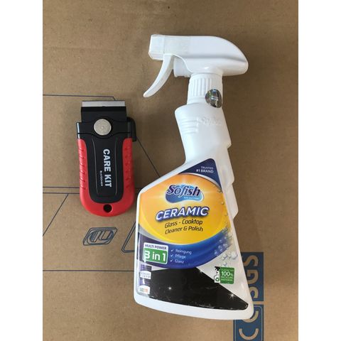 Combo Vệ Sinh Bếp Từ - Dao Vệ Sinh Care Kit & Chai Xịt Tẩy Mặt Kính Sofish Ceramic 500ML - Duy Trì Sạch Đẹp Bếp Nhà Bạn