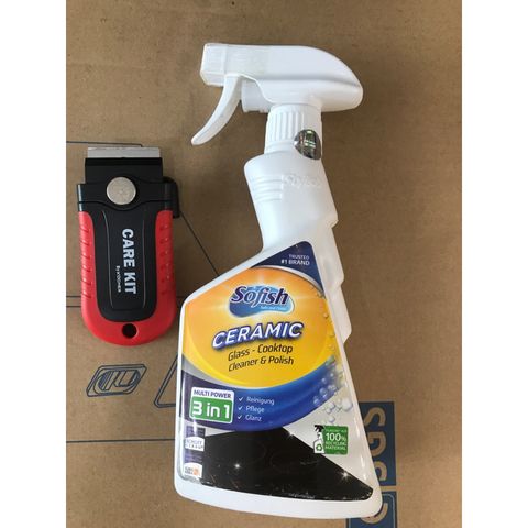 Combo Vệ Sinh Bếp Từ - Dao Vệ Sinh Care Kit & Chai Xịt Tẩy Mặt Kính Sofish Ceramic 500ML - Duy Trì Sạch Đẹp Bếp Nhà Bạn