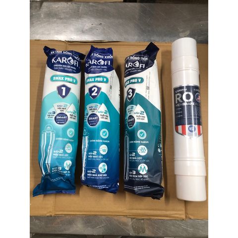 Bộ 4 Lõi Lọc Nước KAROFI Hàng Chính Hãng 123 Smax Pro V và Màng RO Mỹ - Thay Thế Dễ Dàng, Lọc Tinh Khiết, An Toàn Cho Sức Khỏe