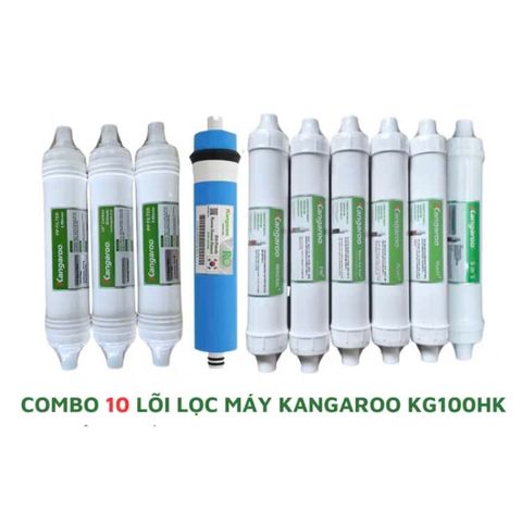 Bộ 10 Lõi Lọc Nước KANGAROO KG100HK - Lõi Màng RO 2012-100G và 6 Lõi Chức Năng cho Máy Lọc Nước Hydrogen Chính Hãng