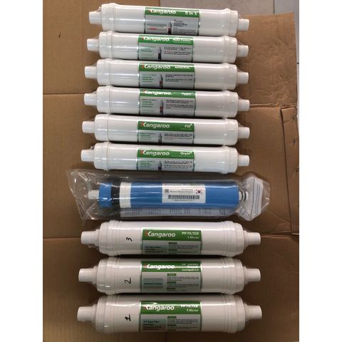 Bộ 10 Lõi Lọc Nước KANGAROO KG100HK - Lõi Màng RO 2012-100G và 6 Lõi Chức Năng cho Máy Lọc Nước Hydrogen Chính Hãng
